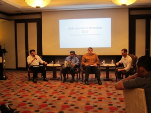 An SDG panel discussion involving (from left) Mr Aritonang, Dr Ali Said, Mr Broderick, and Dr Rosenthal.