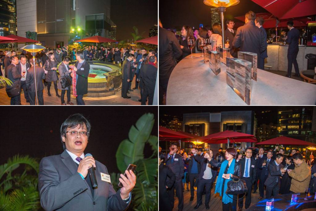 Patrick Ng (bottom left) thanked banking partners in Hong Kong, Dec 17, 2015.