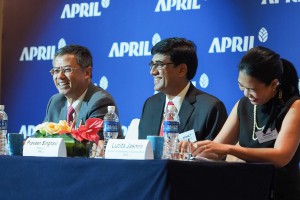 APRIL Group's Chairman Bey Soo Khiang, President Praveen Singhavi and Sustainability & External Affairs Director Lucita Jasmin each spoke and update guests on APRIL's sustainable business leadership.