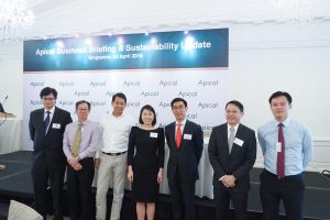 Belinda Tanoto, one of Apical’s shareholders, posing with the bankers.  