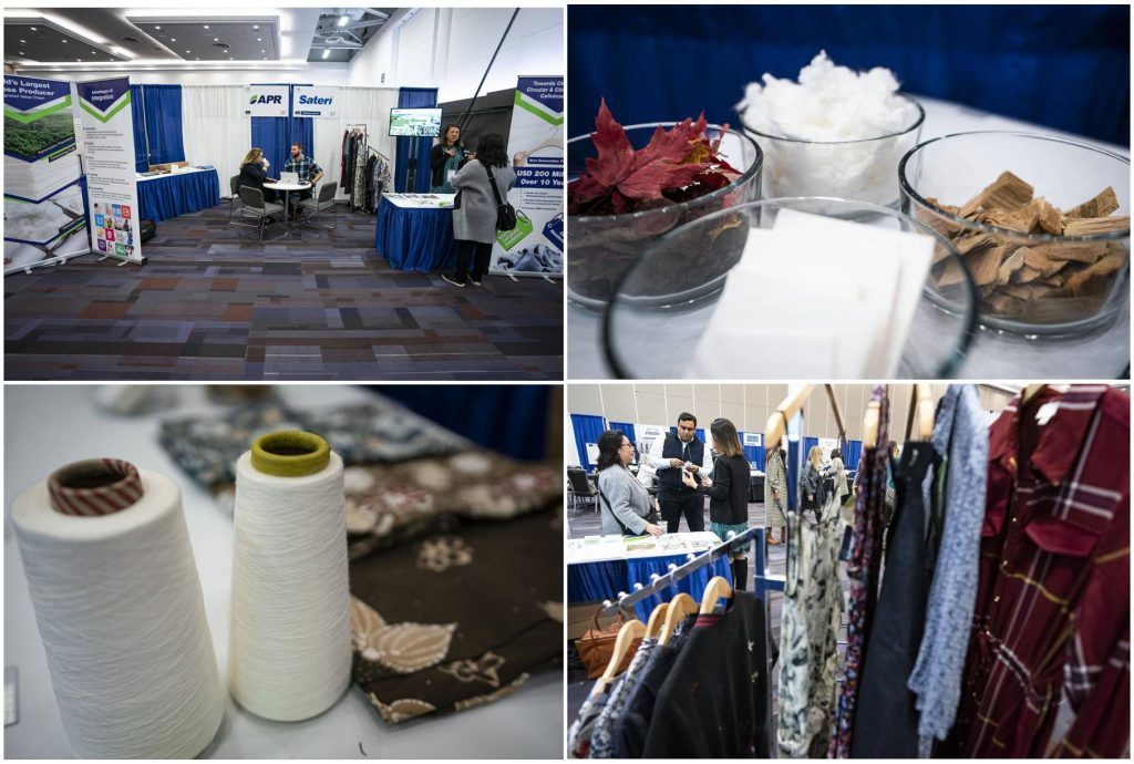 Sateri and APR had a booth at the Textile Sustainability Conference, showcasing viscose as a renewable fabric that is sustainably produced.